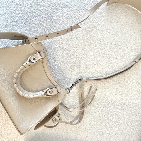Auth LIKE NEW Balenciaga Neo mini Cream calfskin Leather Handbag 2 way strap - Picture 7 of 14